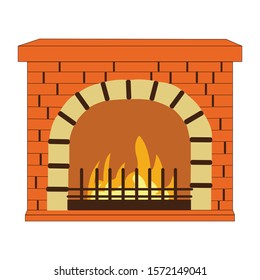 A Beautifully Drawn Brick Fire Place on White