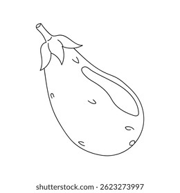 Beautifully drawn eggplant with smooth lines and simple design on a white background showcasing the vegetable's natural form