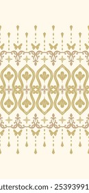 Beautifully Elegance Border Decoration inspired by Elf's Garden Style Pattern. Delicate Golden Brown Embroidery. Rich Opulence Brocade Stripe for All Classy Luxury Work. Nature Leaves Butterfly. Haute