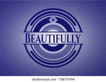Beautifully emblem with denim high quality background