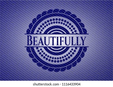 Beautifully emblem with jean background