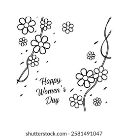 beautifully hand-drawn women's day floral frame with a vintage touch. perfect for greeting cards, invitations, and elegant designs. high-quality vector illustration.