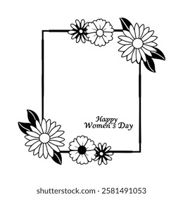 beautifully hand-drawn women's day floral frame with a vintage touch. perfect for greeting cards, invitations, and elegant designs. high-quality vector illustration.
