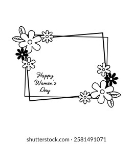 beautifully hand-drawn women's day floral frame with a vintage touch. perfect for greeting cards, invitations, and elegant designs. high-quality vector illustration.