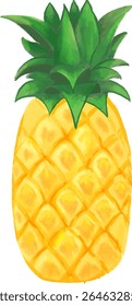 A beautifully hand-painted digital illustration of a ripe pineapple with rich texture and natural colors. This tropical fruit artwork features a painterly style, perfect for summer designs