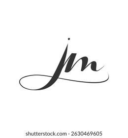 beautifully handwritten JM lettermark logo design vector for branding.