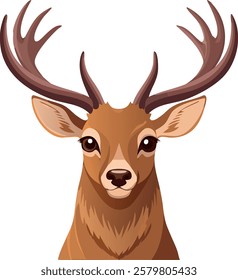 A beautifully illustrated forest deer with impressive antlers and a soft, detailed face. The rich color palette and sharp features make this animal appear both strong and graceful