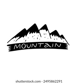 A beautifully minimalist mountain graphic designed perfectly for various adventure, travel, and nature themed designs