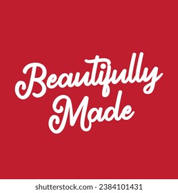 beautifully mode text on red background.