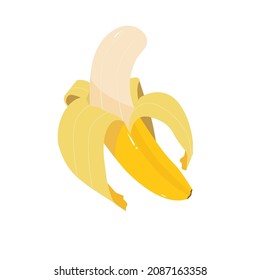 Beautifully peeled bananas vector drawing on white background.