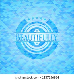 Beautifully realistic light blue mosaic emblem