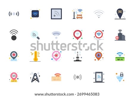 Beautifully rendered 24 Flat Grid Fitted vector icons for Hotspot, created at 256x256 resolution for stunning visual consistency across platforms.