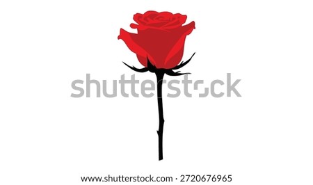 A beautifully rendered red rose, notable for its striking and simple silhouette style.