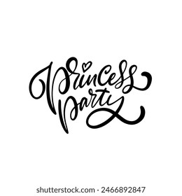 Tipografía con un hermoso guión para un tema de 'Princess Party', perfecto para invitaciones y decoraciones.