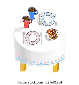 Beautifully served table. Vector illustration