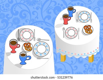 Beautifully served table. Vector illustration