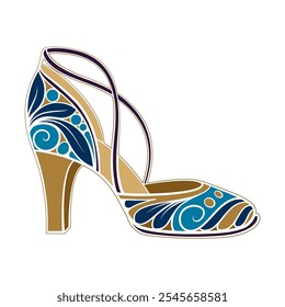 Ein wunderschön stylischer High Heel mit aufwändigen Blau- und Goldmustern, ideal für alle Modebegeisterten