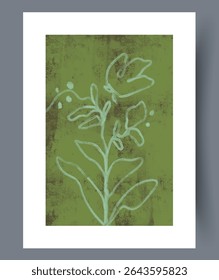 A Beautifully Stylized Flower Illustration Set Against a Textured Green Background