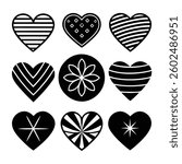 A beautifully stylized heart pattern vector art, perfect for creative projects, decorations, and romantic themes. Ideal for greeting cards, invitations, textiles, wallpapers, and artistic designs.