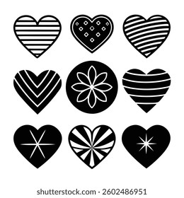 A beautifully stylized heart pattern vector art, perfect for creative projects, decorations, and romantic themes. Ideal for greeting cards, invitations, textiles, wallpapers, and artistic designs.