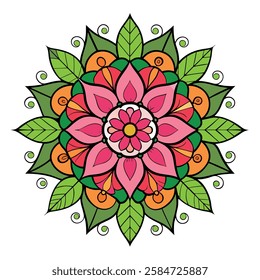 A beautifully symmetrical mandala featuring vector illustration.