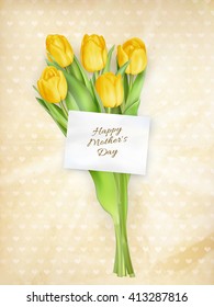 Beautifully Textured Card with Tulips. EPS 10 vector file included