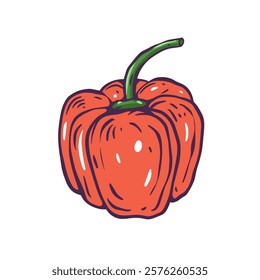 A beautifully vibrant orange bell pepper illustration that inspires delicious fresh dishes and healthy recipes