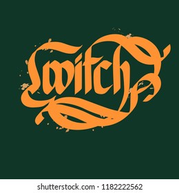 Beautifully written word witch on dark green background typographical concept flat vector illustration