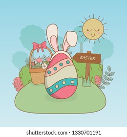 beautitul eggs painted with ears rabbit and chick