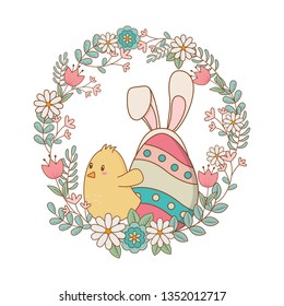 beautitul eggs painted with ears rabbit and chick