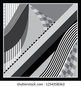 Beauty abstract silk scarf on monochrome