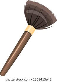 Beauty accessory glamour brush for makeup drawing in flat style on a transparent background