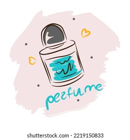 Beauty Accessory, Perfume, Hand Drawn, Perfume Bottle, Decoration, Doodle Style Fashion Illustration