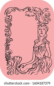 Beauty actress in space frame for text and label.