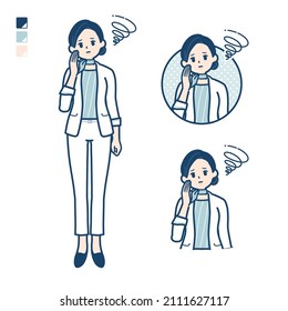 Beauty advisor woman with be troubled images.It's vector art so it's easy to edit.