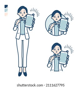 Beauty advisor woman with Offer a smartphone images.It's vector art so it's easy to edit.