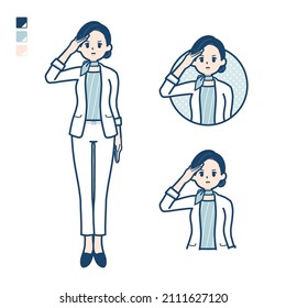 Beauty advisor woman with salute images.It's vector art so it's easy to edit.