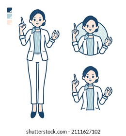 Beauty advisor woman with speaking images.It's vector art so it's easy to edit.