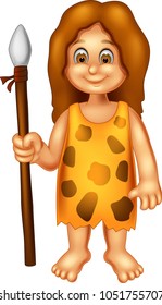 beauty ancient human cartoon standing bring spear