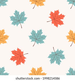 The beauty of autumn is created by the collection of fallen leaves. Seamless pattern with acorns and autumn leaves. Perfect for wallpaper, gift paper, pattern fill, web page background, autumn 