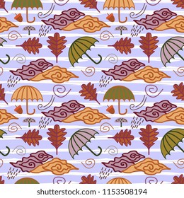 Beauty autumn drawing with floral background for baby textile vector illustration