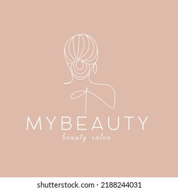 Beauty back side face abstract feminine woman fashion line art logo design