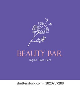 Beauty bar simple logo template. Salon and spa service.