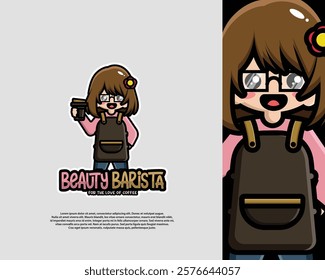 Beauty Barista Logo Cartoon vector illustration