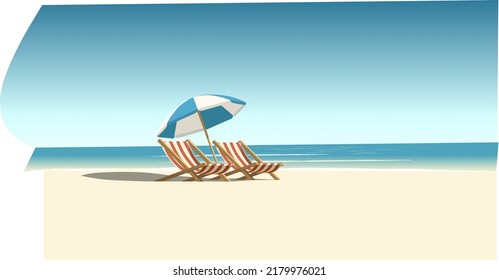 The beauty of the beach created in the illustration