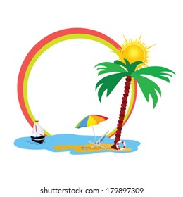 beauty beach an palm tree vector illustration