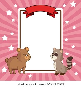 beauty bear and raccoon card decoration