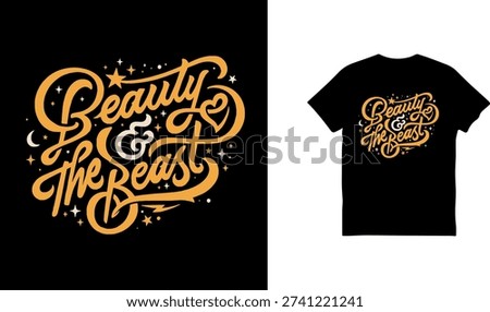 Beauty and The Beast Decorative Script Typography Vector