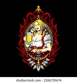 beauty and the beer illustration with awesome background