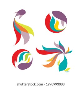 Beauty betta hobby color fish logo icon symbol template design set